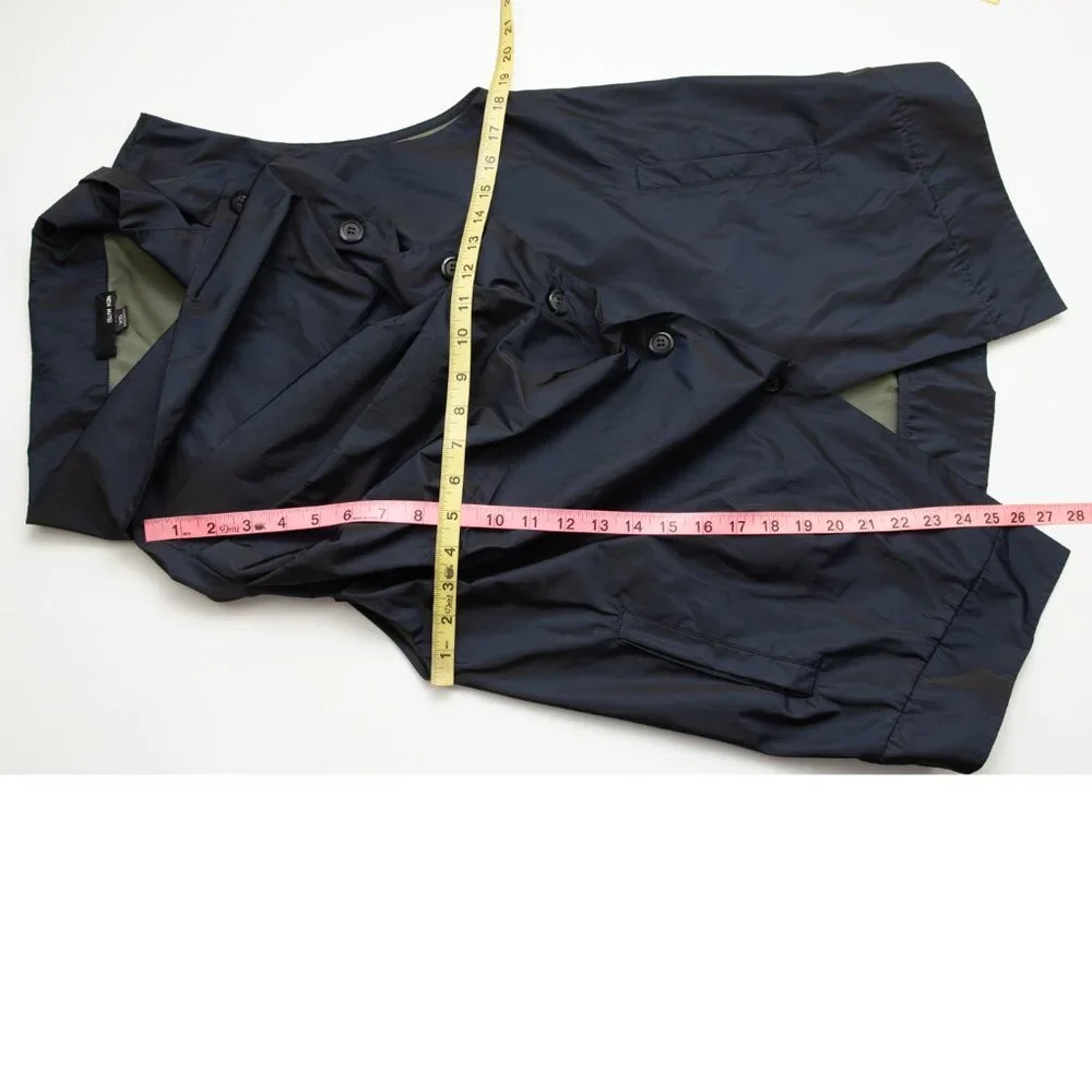 Sun Kim Jenny Vest Asymmetrical Ruched Lightweight Lagenlook Navy Blue Size XS - Picture 6 of 6